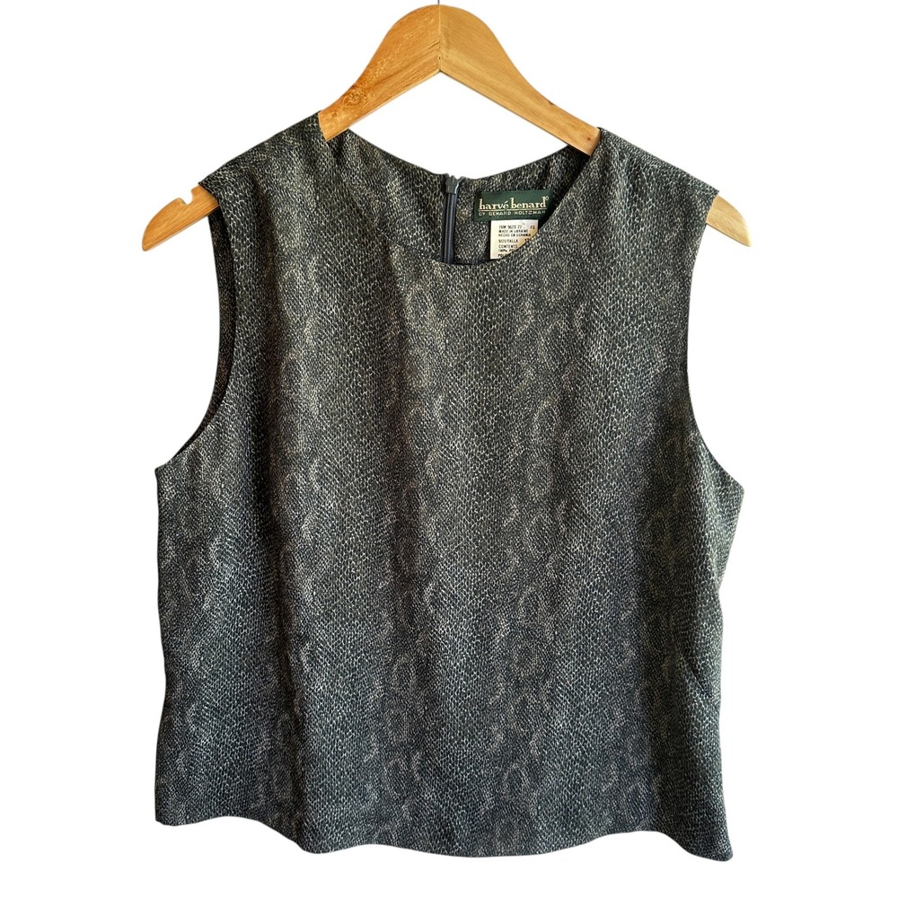 Harve Benard Top Semi Sheer Snakeskin Print Career Casual Size 12 Vintage Retro